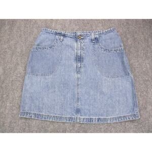 Levis Denim Skirt Womens 12 Light Wash Patch Pockets Zip Fly Vintage 90s Casual